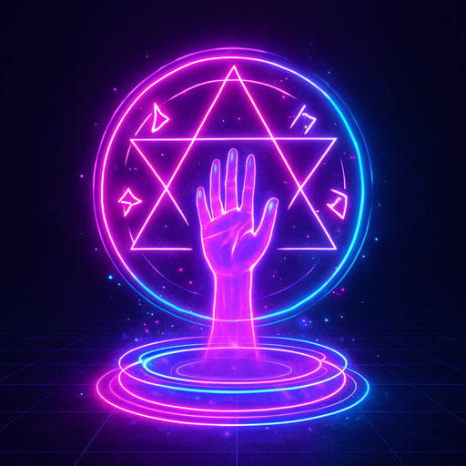 Neon cyberpunk magic spell effect 3d hologram