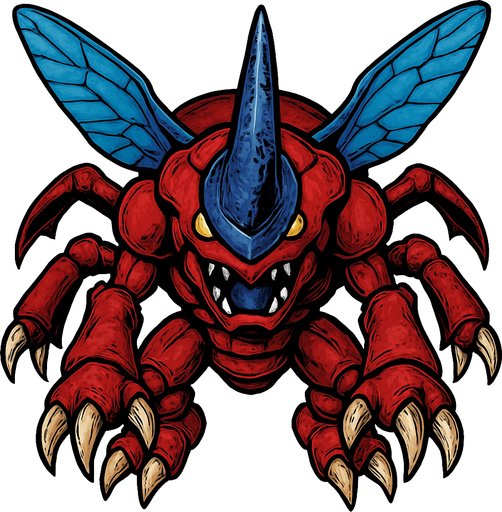 MegaKabuterimon. visto desde arriba. calidad y detalles altos.
In-Game asset.  2d.  High contrast.  No shadows