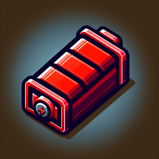 create a red batery.
Single Game Texture.  In-Game asset.  2d.  Blank background.  High contrast.  No shadows