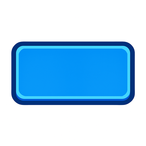 Un botón rectangular azul.
In-Game asset.  2d.  High contrast.  No shadows