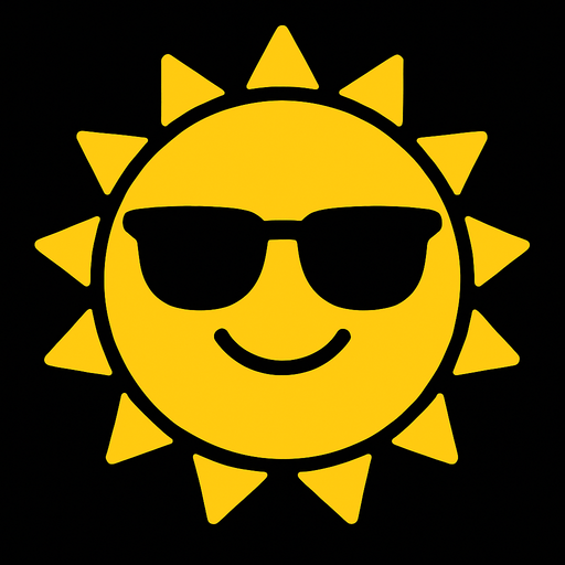 make a yellow circle that is like the sun that has sunglasses on.
In-Game asset.  2d.  High contrast.  No shadows