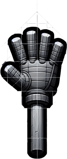 A glove on a stick.
Single Game Texture.  In-Game asset.  2d.  Blank background.  High contrast.  No shadows