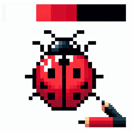 pixelart of a ladybug.
White background, high contrast, shadowless.