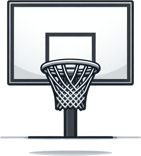 basketball hoop.
Single Game Texture. In-Game asset. 2d. Blank background. High contrast. No shadows.