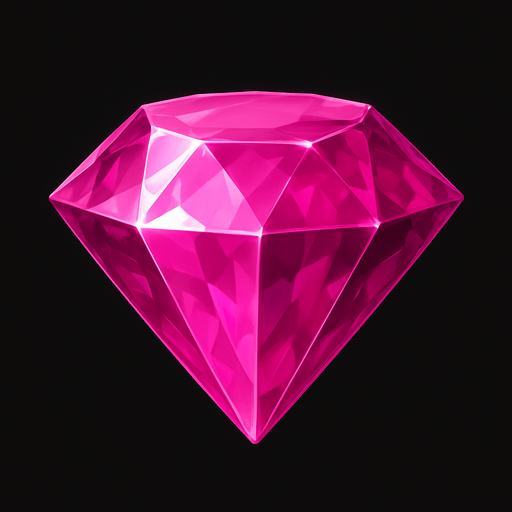 a pink gem realistic.
In-Game asset.  2d.  High contrast.  No shadows
