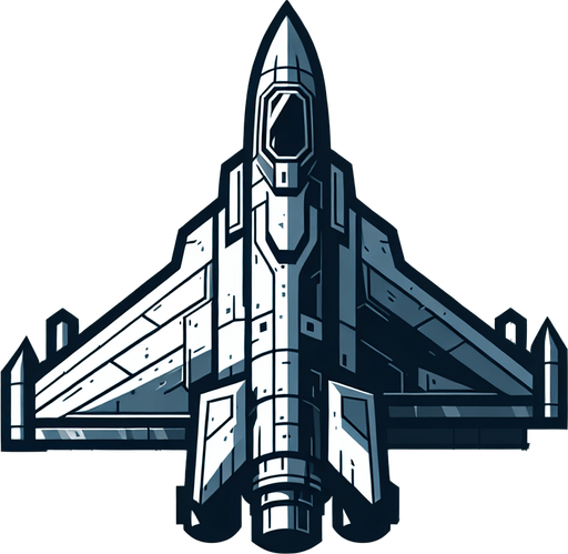 fighter jet.
Single Game Texture. In-Game asset. 2d. Blank background. High contrast. No shadows.