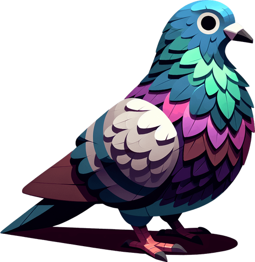 pigeon without shadow.
Single Game Texture.  In-Game asset.  2d.  Blank background.  High contrast