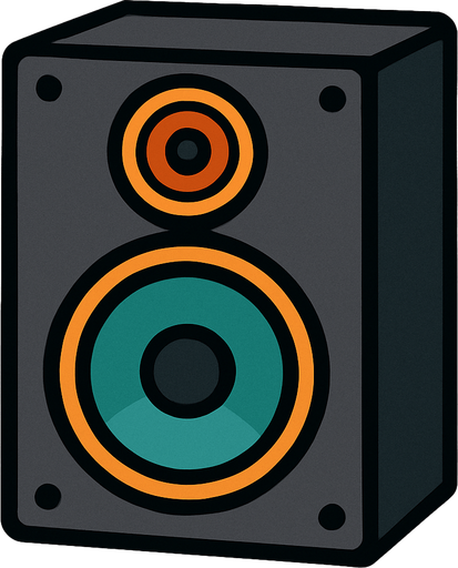 2d one bakan duz aciya sahip golgesiz bir speaker yap.
In-Game asset.  2d.  High contrast.  No shadows