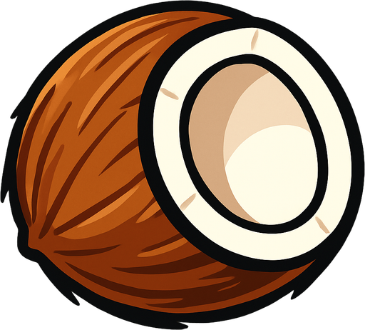 coconout.
In-Game asset.  2d.  High contrast.  No shadows. cartoon