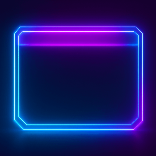 Neon cyberpunk tab selected empty blank hologram glowing 3d flat