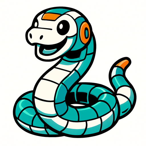 frendly robotic snake.
In-Game asset.  2d.  High contrast.  No shadows