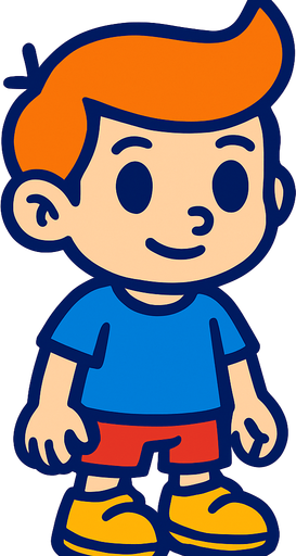 A boy.
In-Game asset.  2d.  High contrast.  No shadows