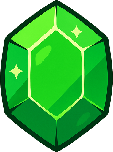 Gema verde.
In-Game asset.  2d.  High contrast.  No shadows