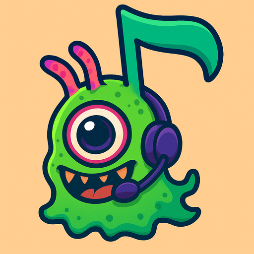 MÜZİK NOTASI ŞEKLİNDE BİR UZAYLI CANAVAR ÇİZ AMA BU KARAKTER PLAYER VE İSMİ ASTERA ONA GÖRE TASARLA. AYAKSIZ. dONT WRİTE TEXT İN TO İMAGE. NO BLACK. 
In-Game asset.  2d.  High contrast.  No shadows