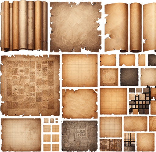 Old Paper.
Single Game Texture. In-Game asset. 2d. Blank background. High contrast. No shadows.