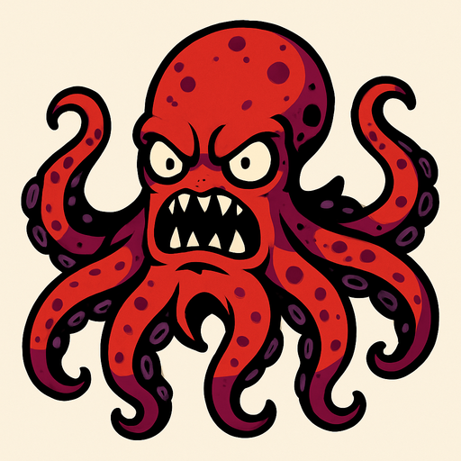 octopus monster.
In-Game asset.  2d.  High contrast.  No shadows