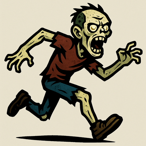 Light-skin runner zombie.
In-Game asset.  2d.  High contrast.  No shadows