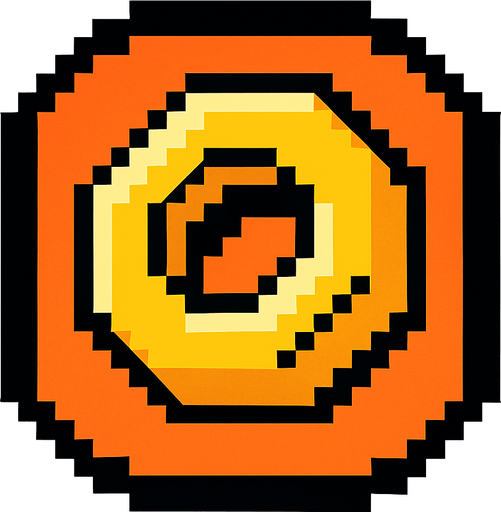 Una tuerca pixelar como boton.
In-Game asset.  2d.  High contrast.  No shadows