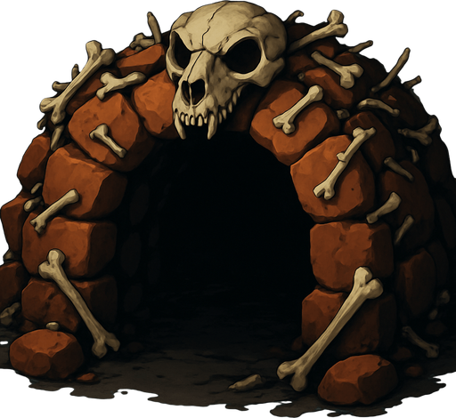 bu zindan girişini bir tık daha korkutucu göster mesela etrafındaki taşlarında üstünde kemikler en üst ortadaki taşında kemikten bir hayvvan başı gibi