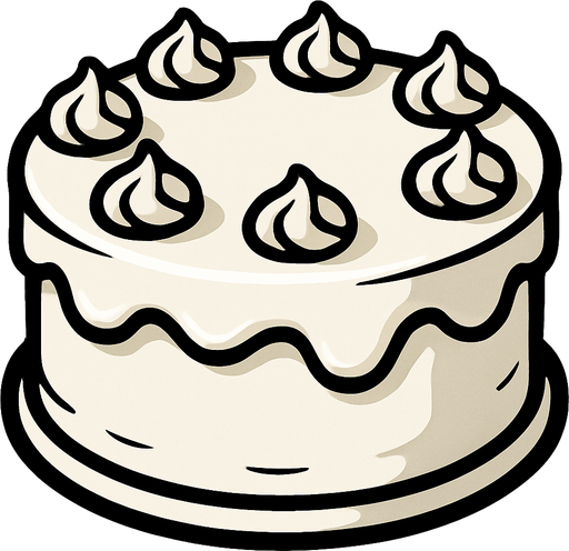 white Cake.
In-Game asset.  2d.  High contrast.  No shadows