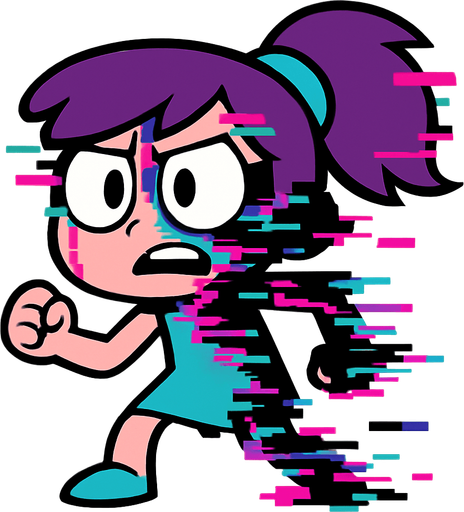 Little pibby glitch.
In-Game asset.  2d.  High contrast.  No shadows