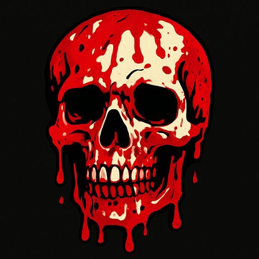 Skull head bloody.
In-Game asset.  2d.  High contrast.  No shadows