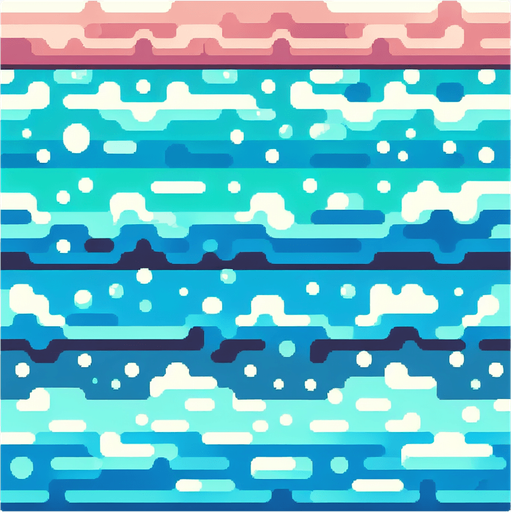 8-bit water layer, light blue and turquoise.
Single Game Texture. In-Game asset. 2d. Blank background. High contrast. No shadows.