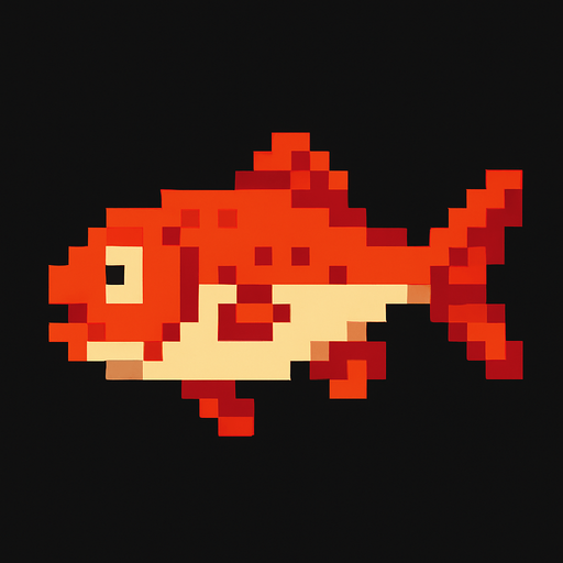 8 bit fish.
In-Game asset.  2d.  High contrast.  No shadows