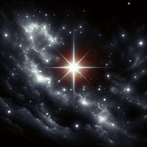 A star shines brightly in the night sky.