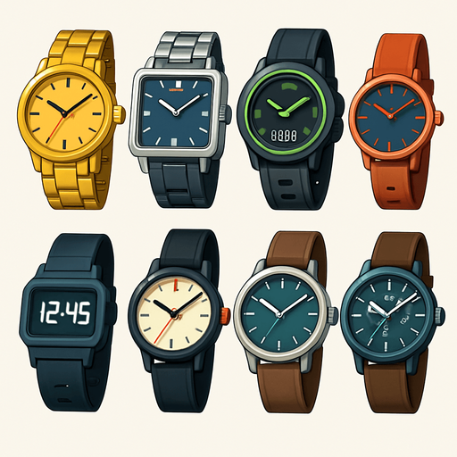 Pack of different watches.
In-Game asset.  High contrast.  No shadows. 3D