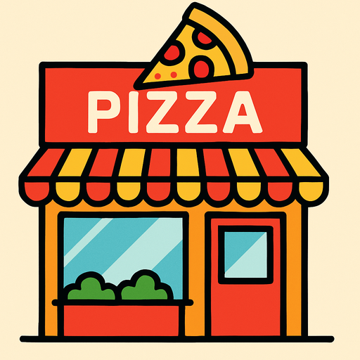 pizza store.
In-Game asset.  2d.  High contrast.  No shadows