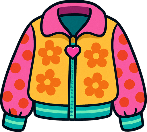 cute designer jacket top view..
In-Game asset.  2d.  High contrast.  No shadows