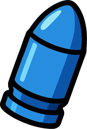 Bala azul.
In-Game asset.  2d.  High contrast.  No shadows