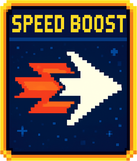 Карта усиления пиксельная усиливает скорость игрока космическая 2д пиксели.
In-Game asset.  2d.  High contrast.  No shadows