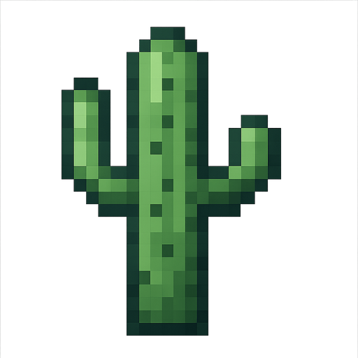 cactus. No background. Transparent background. Blank background. No shadows. pixel. In-Game asset. flat