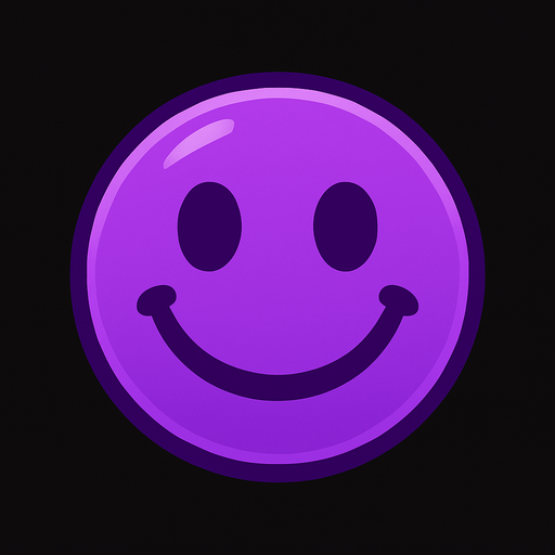 Purple smiley ball.
In-Game asset.  2d.  High contrast.  No shadows