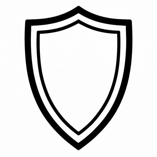 A white shield.
In-Game asset.  2d.  High contrast.  No shadows