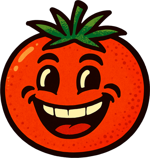 gülen domates.
In-Game asset.  2d.  High contrast.  No shadows