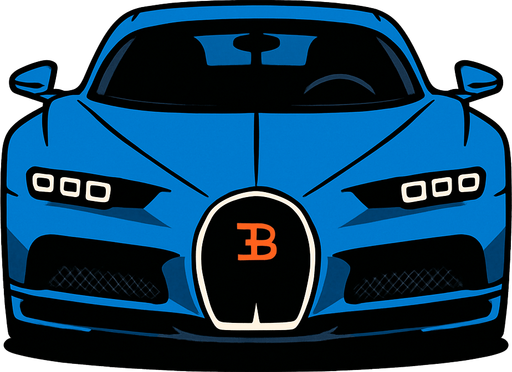 Kuzey yönüne bakan bir bugatti.
In-Game asset.  2d.  High contrast.  No shadows