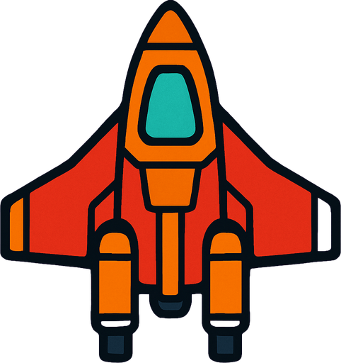 Nave espacial 2d, mirada cenital.
In-Game asset.  2d.  High contrast.  No shadows