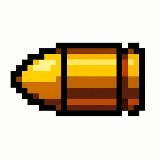 Bullet pixel.
In-Game asset.  2d.  High contrast.  No shadows