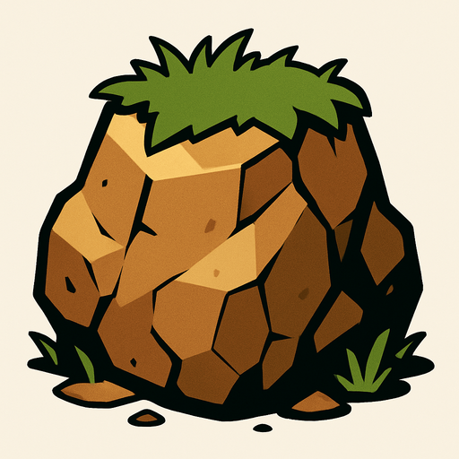 Pierre élément terre.
In-Game asset.  2d.  High contrast.  No shadows