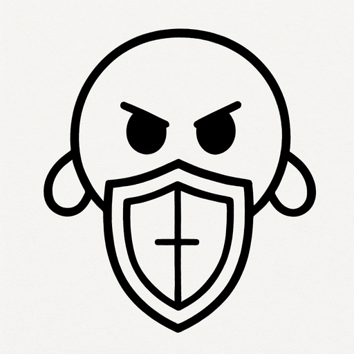 White simple circular enemy seen from above, black outline. Black eyes, with a single shield in-font of it. Black and white only