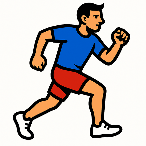 runner with a blue shirt.
In-Game asset.  2d.  High contrast.  No shadows