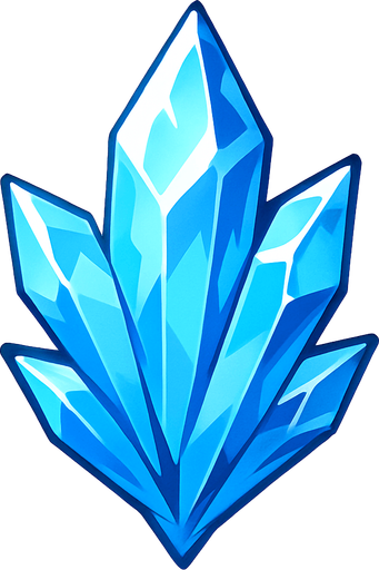 A single ice crystal. anime style.
In-Game asset.  2d.  High contrast.  No shadows