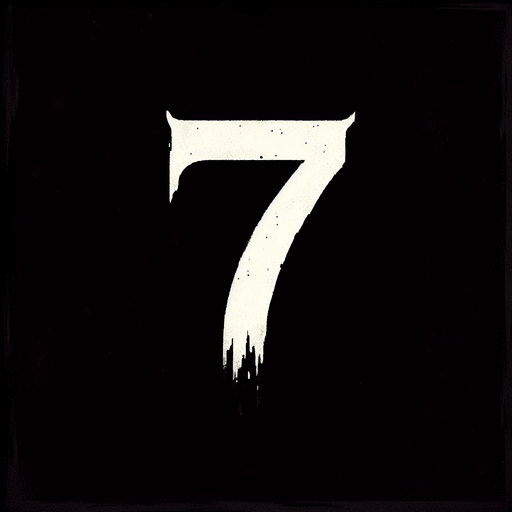 the number 7 written in black, make the numbers eerie.
Single Game Texture. In-Game asset. 2d. Blank background. High contrast. No shadows.