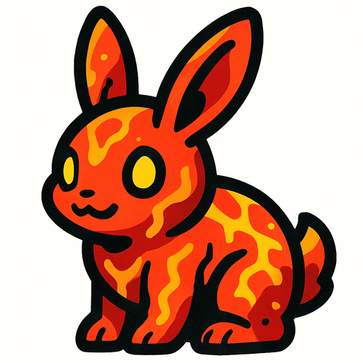 LAVA BUNNY.
In-Game asset.  2d.  High contrast.  No shadows
