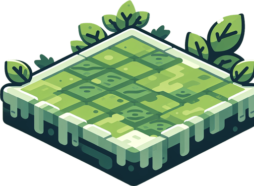2d flat leaf green horizontal platform.
Single Game Texture. In-Game asset. 2d. Blank background. High contrast. No shadows.