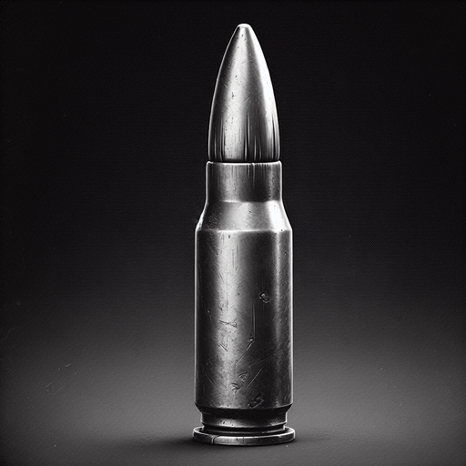 Fired Bullet tip, no case, grayscale 
Single Game Texture. In-Game asset. 2d. Blank background. High contrast. No shadows.