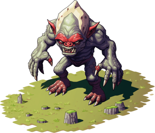 enemy goblin , Pixel art, 16 bit, isometric, SNES, top-down, no background, white background, low resolution, symmetrical, seen from front. No staff.